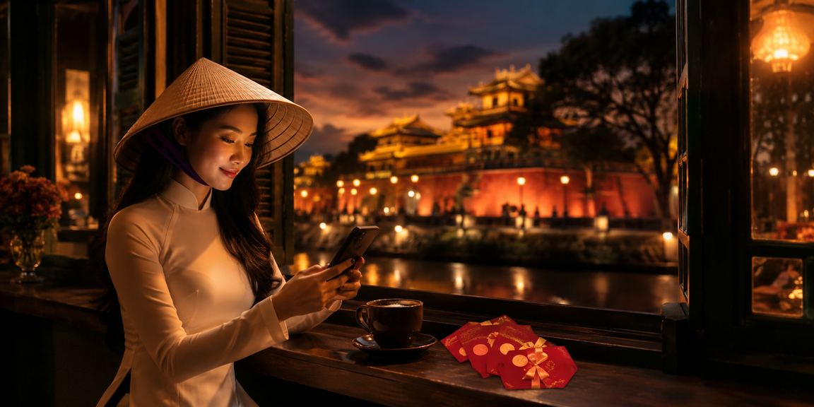 Người dùng Huế nhận thưởng tiền cược thể thao qua điện thoại mang phong cách truyền thống